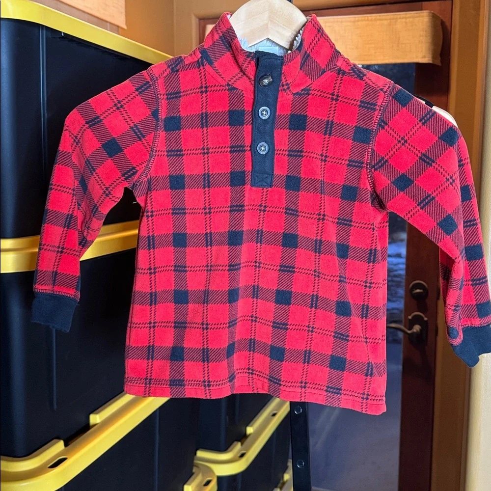 NWOT Carter’s Buffalo Plaid Sherpa-Lined Fleece Henley Pullover Size 4T